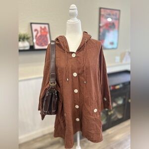 Jones New York Hooded Linen Blend Coat Women’s 2X Vintage Brown